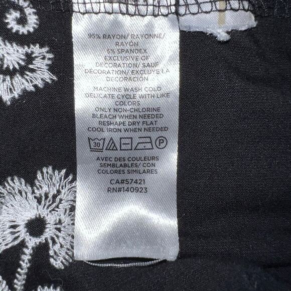 Loft women’s sz XS embroidered tie neck tiered ruffle swing midi goth sundress - Picture 8 of 10